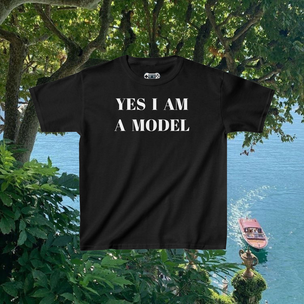 I Am A Model Y2k Baby Tee | E-Girl Retro 2000s Crop Top, Aesthetic Y2K Clothing for Women, Modeling Dreamers