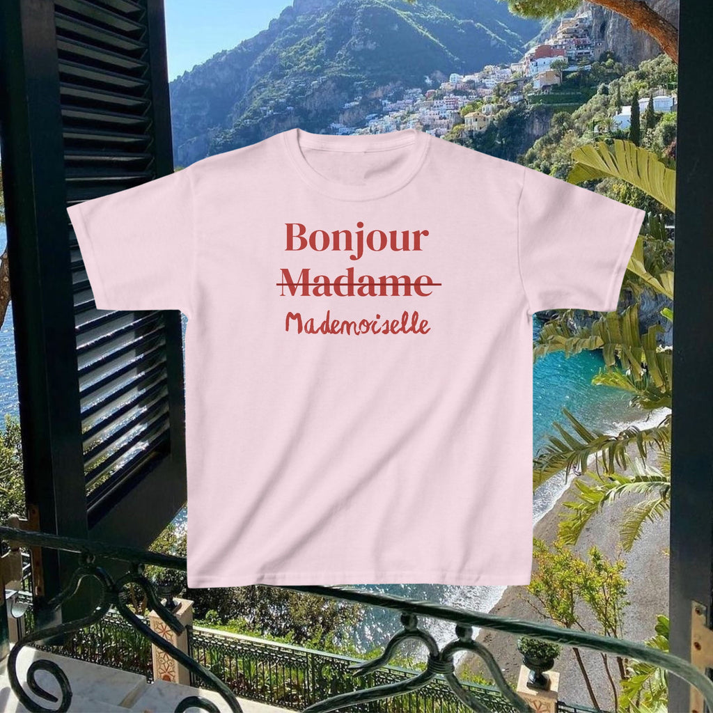 Bonjour Madame Y2K French Baby Tee | Retro Aesthetic Vintage Style Women's T-Shirt | Unique Gift