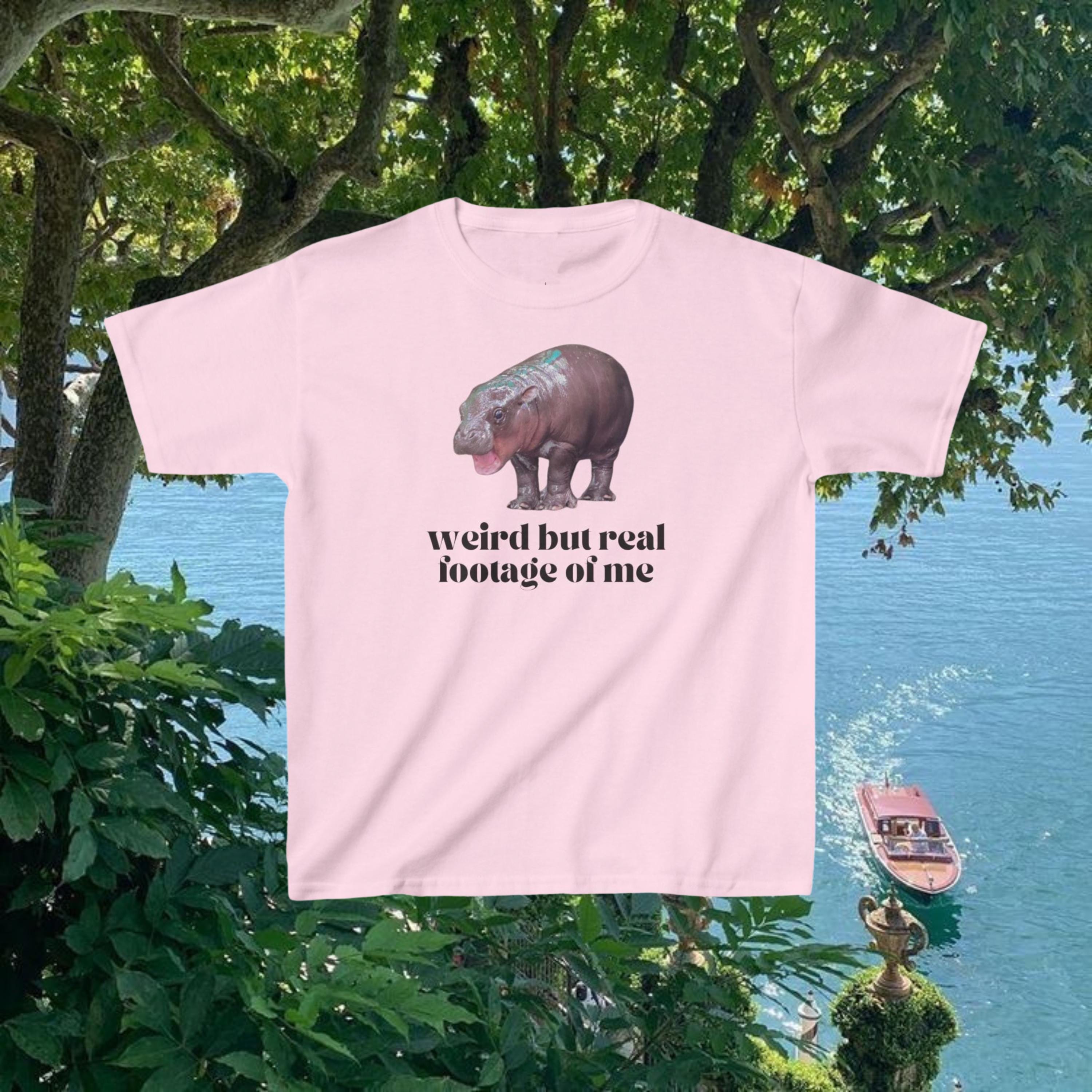 Moo Deng Meme Y2K Baby Tee | Cute Hippo Design | Trendy Graphic Tee for Teens | Thai Hippo Moo Deng Meme
