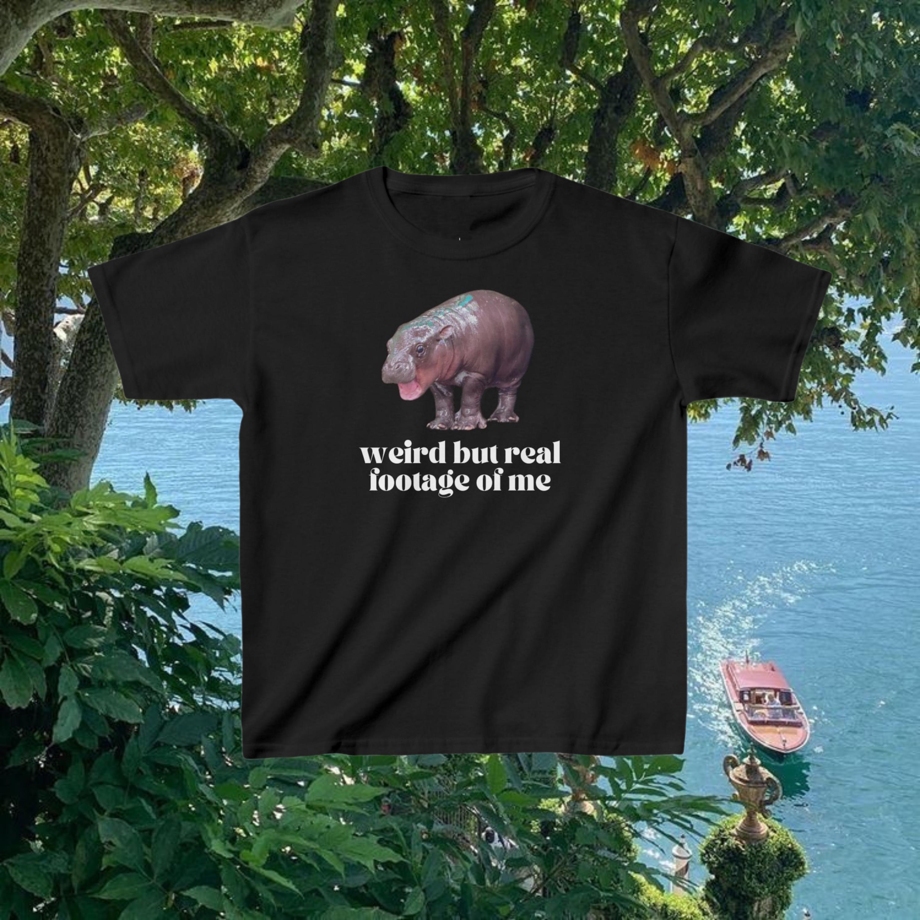 Moo Deng Meme Y2K Baby Tee | Cute Hippo Design | Trendy Graphic Tee for Teens | Thai Hippo Moo Deng Meme