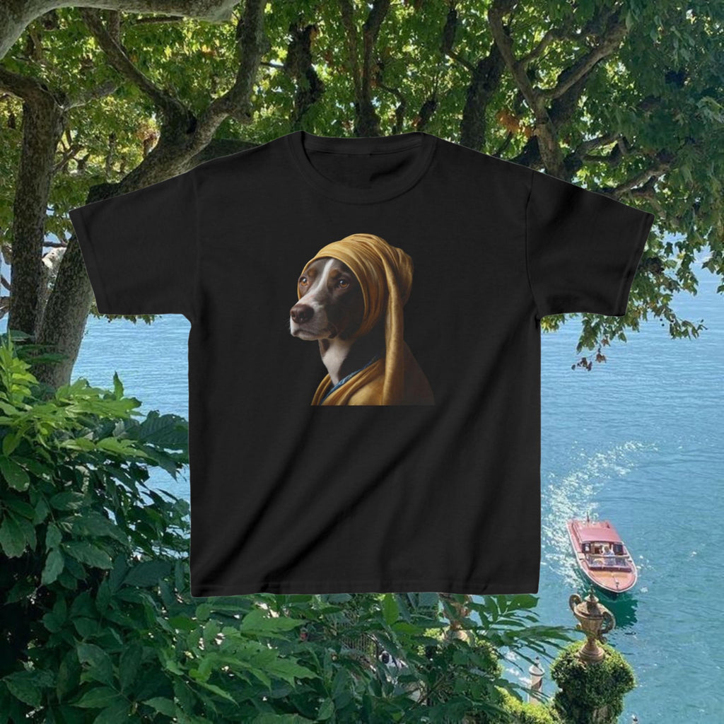 Dog with a Pearl Earring Y2K Baby Tee | Vintage Graphic Tee for Dog Lovers | Retro Style T-Shirt, Cute Dog Art, Gift Idea | Art lovers gift